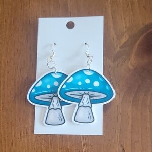 Blue Mushroom Earrings for Kids